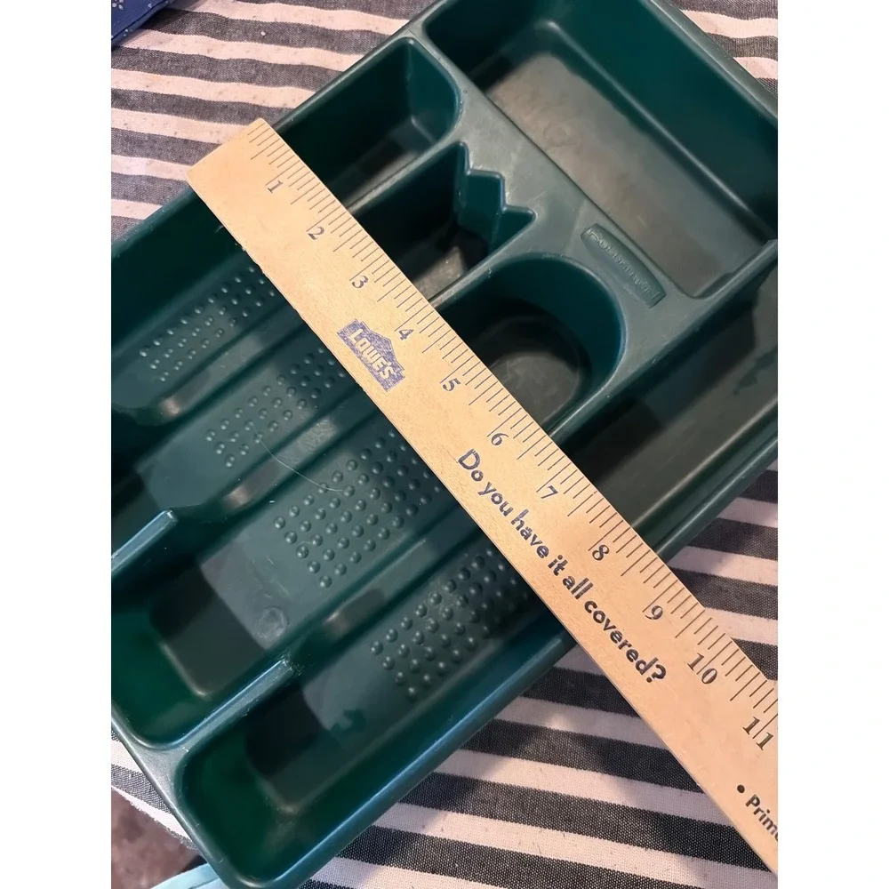 Vintage Rubbermaid Forest Green Cutlery Drawer Organizer 5 Slot Utensil Tray